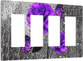 Romantic Purple Butterfly Rose Flower 4 Gang Quad Rocker Light Switch Cover Decorative Quadruple Device GFCI/Decorator Wall Plate Electric Faceplate Screwless