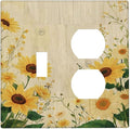 Decorative Switch Cover Plate with Vintage Botanical Sunflower Field Design Toggle Duplex Wall Plate 2 Gang Light Switch Cover Outlet Covers for Nature Yellow Blooms Wall Decor