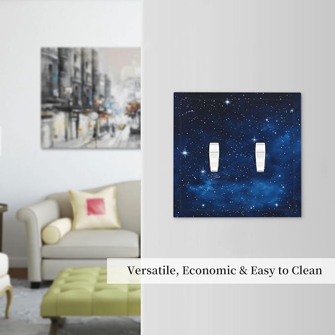 Light Switch Cover Plate Galaxy Starry Sky Universe Sparkle Stars 2 Gang Double Switch Plate Covers Toggle Wallplate Decorative Outlet Covers Electrical Switchplate for Bathroom Bedroom Decor