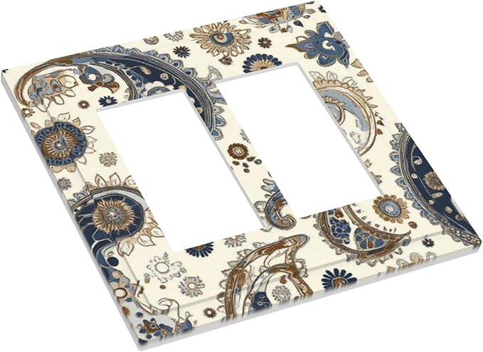 Decorative Outlet Covers Doodle Style Floral Abstract Teardrop 2 Gang Double Gfci Rocker Electrical Wall Panels Light Switch Cover Plate For Bed Room Living Room Decor