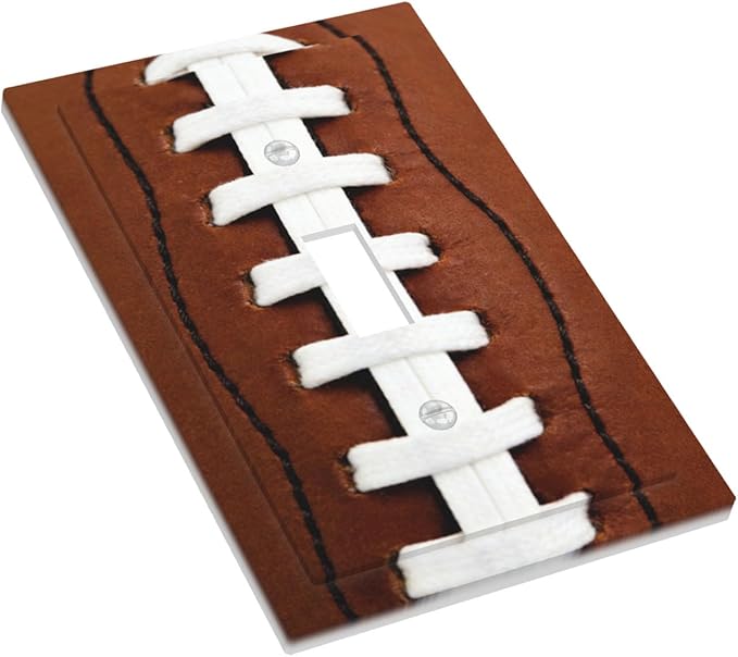 Football Laces 1-Gang Toggle Light Switch Plate, Game Day Sports Fan Vintage Leather Texture Decorative Wall Plate for Boys Room