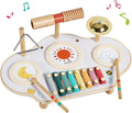 Twefex Kids Drum Set - 9 in 1 Baby Drum Set for Toddlers - Montessori Musical Instruments Toy for Babies - Wooden Xylophone Musical Toys for Boys and Girls
