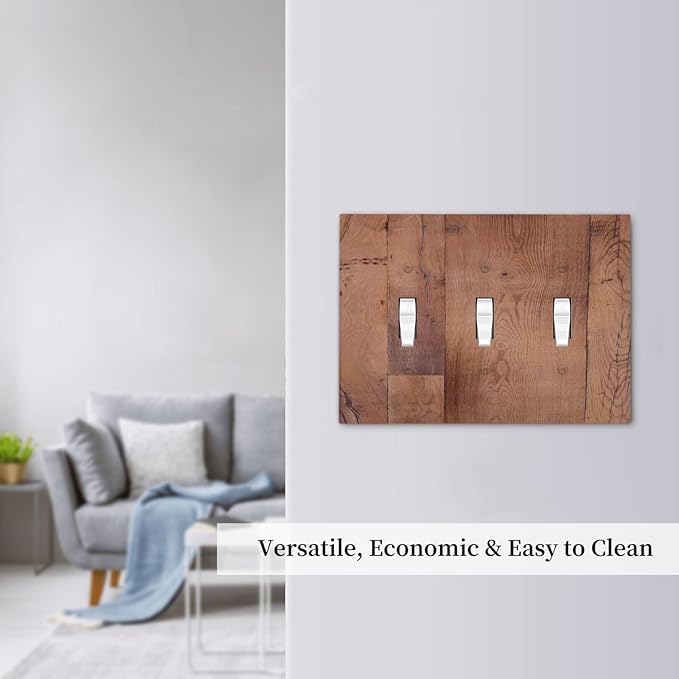 Rustic Brown Dark Wood Texture Printing Decorative Switch Plates 3 Gang Wall Plate Triple Toggle Light Switch Cover Faceplate Electrical Wall Panels For Farmhouse Cabin Decor