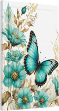 Decorative Light Switch Cover Plate Butterfly on Blue Daisy Flower Floral Golden Leaf 1 Gang No Device Single Blank Outlet Covers Wall Plate Cover Switchplate Electrical Face Plate