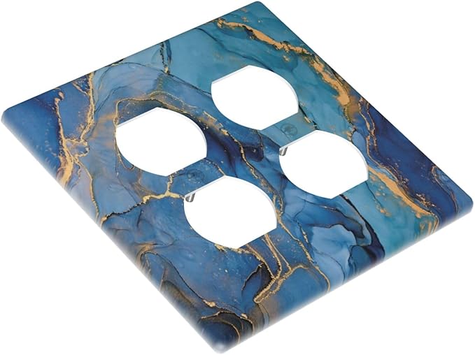 Decorative Outlet Covers Blue Marble Modern Ombre Watercolor Ink Art 2 Gang Double Duplex Light Switch Cover Wall Plates Electrical Socket Cover Art Faceplate for Bedroom Bathroom