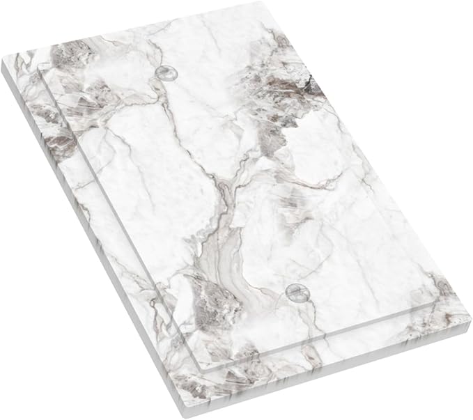 White And Gray Marble Patterns Texture Abstract Print Light Switch Cover Plate 1 Gang No Device Blank Electrical Wall Plates Faceplate Decorative Switch Plate Covers for Bathroom Kitchen Decor