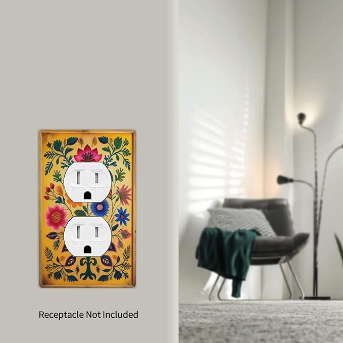 Decorative Art Light Switch Covers ColorFul Blooms 1 Gang Single Duplex Outlet Wall Plate Switchplate Electrical Faceplate for Home Decor