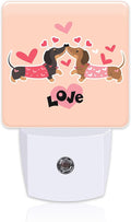 Valentine's Day Dachshund Dogs Night Light for Kids, Two Love Dachshunds Night Light Plug in with Dusk to Dawn Sensor,0.5w Energy Saving Nightlight for Hallway Stairway Kitchen Bedroom