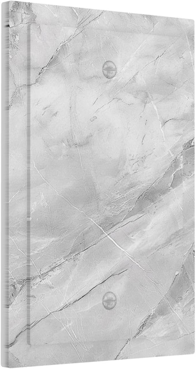 Light Switch Cover Plate Gray Marble Pattern 1 Gang No Device Blank Wall Plate Decorative Switch Plate Covers Electrical Outlet Cover for Home Farmhouse Decor
