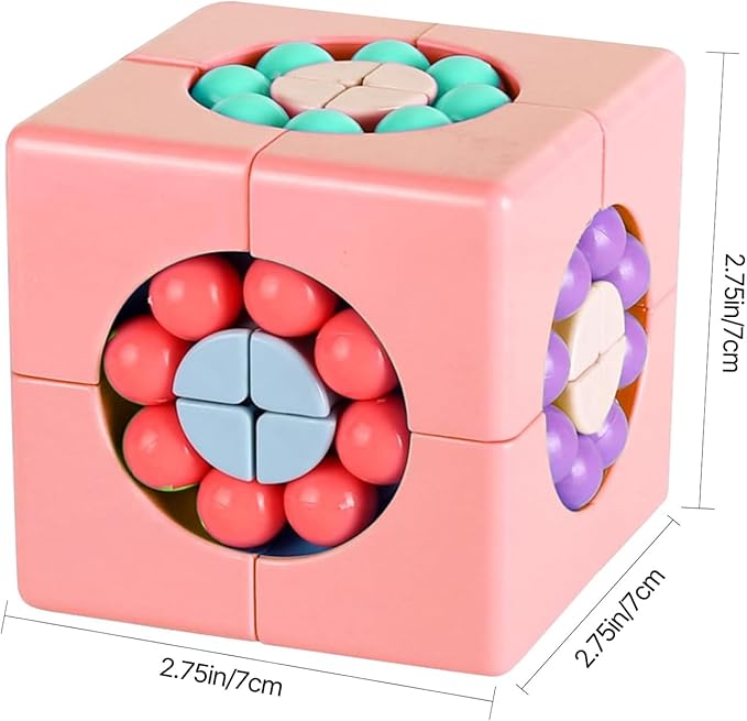 YUDANSI Magic Bean Cube Toy, Rotating Magic Bean Puzzle& Fidget Spinner 2-in-1, Rotating Magical Cube Fidgets Gift for Kids Boys Girls Age 3+, 5-7, 8-12, Brain Teaser Fingertip Toys for Teens Adults