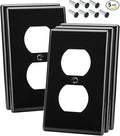 Bates- Duplex Wall Plate, 5 Pack, Black, Electrical Outlet Cover Plates, Wall Outlet Cover