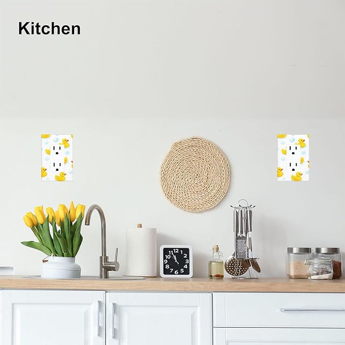 Yellow Rubber Duck 1-Gang Rocker Wall Plate, Cute Duck Bubble Switch Plate for Kids Bathroom, Nursery & Boys Girls Room