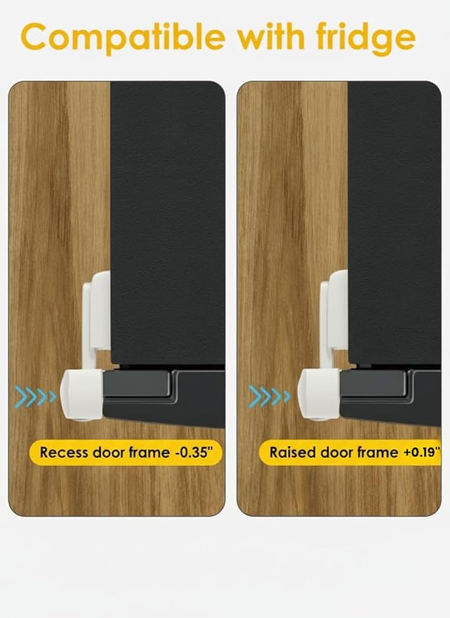 2-Pack Fridge Lock for Kids, Baby Proof Refrigerator Lock & Freezer Lock, Dual Mode Fridge Child Lock, Refrigerator Door Lock to Keep Freezer Door Closed, Toddler & Pet Safe (White)