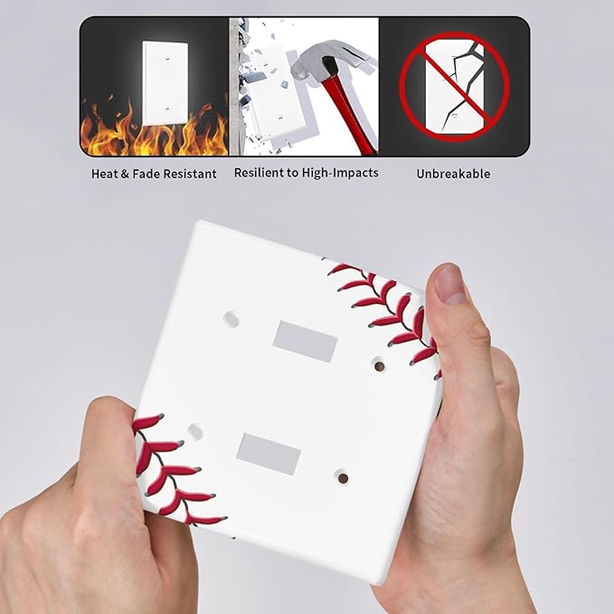 Baseball Double Light Switch Cover Plates Decorative 2 Gang Wall Plate Double Toggle Lightswitch Cover