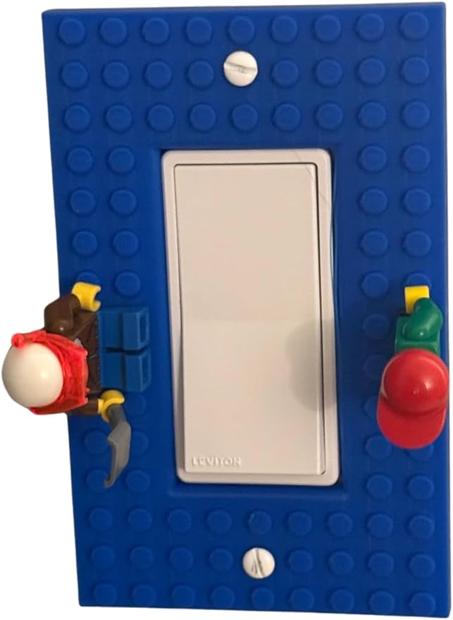 Brick Wall Plate, Rocker Toggle Light Switch Cover for Kids Bedroom, Game Room, 1-Gang (Blue)