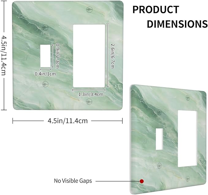 Light Switch Cover Green Marble Luxury Abstract 2 Gang Toggle Rocker Combo Socket Cover Wall Plates Decorative Switch Plates and Outlet Covers for Bathroom Bedroom Decor