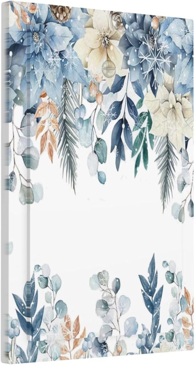 Blue Vine Snowflake Plants Leaves Floral Flowers Light Switch Cover Plate 1 Gang No Device Blank Electrical Wall Plates Faceplate Decorative Switch Plate for Bedroom Living Room Decor