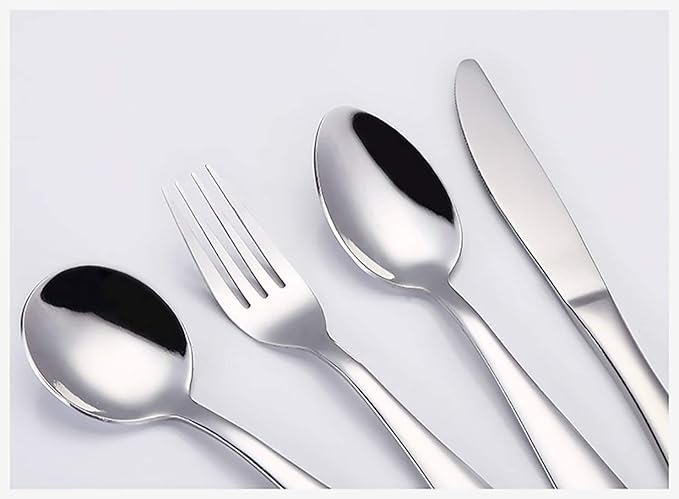VANRA 4-Piece Children Flatware Set 18/10 Stainless Steel Child Set Tableware Set Silver Cutlery Set Silverware Dinner Utensils for Kids Toddlers (Chrome Finished) (1 Fork + 2 Spoons + 1 Knife)