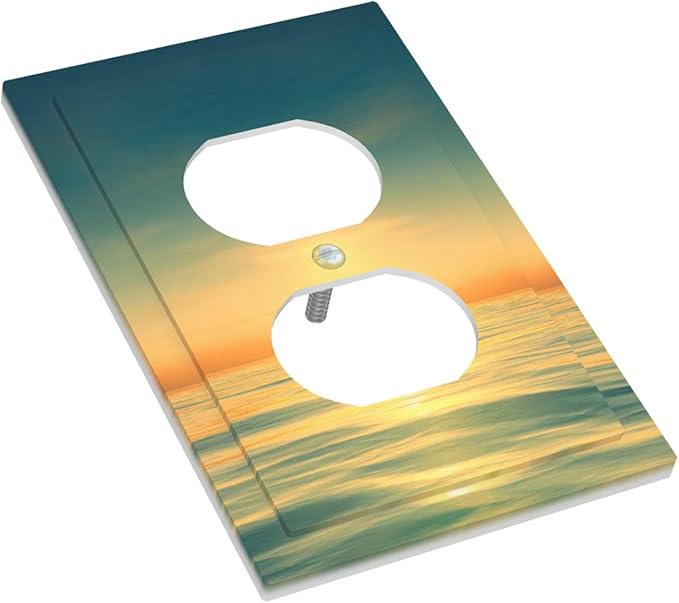 Serene Coastal Sunset Duplex Wall Plate - 1-Gang Standard US Size Minimalist Ocean Landscape Design Outlet Covers for Bathroom Decor