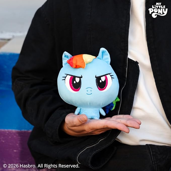 TeeTurtle Cloudheads Rainbow Dash Plush - 5-Inch Official My Little Pony Stuffed Animal with Embroidered Details - Soft Cuddly Plush Toys for Kids, Teens, and Adults