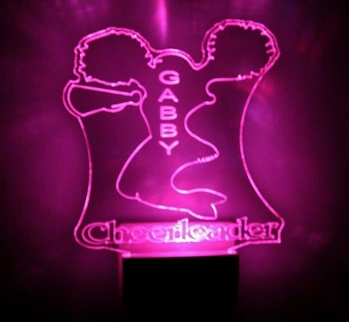 Night Light Multi Color Personalized LED Plug-in, Ultra-Slim Touch Night Light Smart Dusk to Dawn Sensor, Kids Children's Bedroom Kitchen Bathroom Hallway Play Room Variations (Cheerleader)