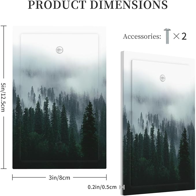 Forest Pine Forest Foggy Mountain Natural Scenery Light Switch Cover Plate 1 Gang No Device Blank Electrical Wall Plates Faceplate Decorative Switch Plate for Bed Room Living Room Decor