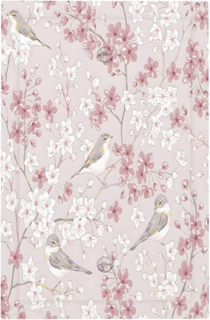 Pink Sakura Cherry Blossom Vintage Bird Floral Flower Light Switch Cover Plate 1 Gang No Device Blank Electrical Wall Plates Faceplate Decorative Switch Plate Covers for Bedroom Living Room Decor