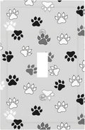 Monochrome Paw Print 1-Gang Toggle Light Switch Plate, Minimalist Dog Lover's Pet Paws Neutral Tone Decorative Wall Plate for Pet Owners Decor