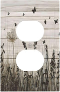 Wildflower Butterfly Grass Dandelion Vintage Wooden Print Outlet Covers 1 Gang Duplex Light Switch Cover Decorative Switch Plates Electrical Receptacle Faceplate Wall Plate for Farmhouse Home Decor