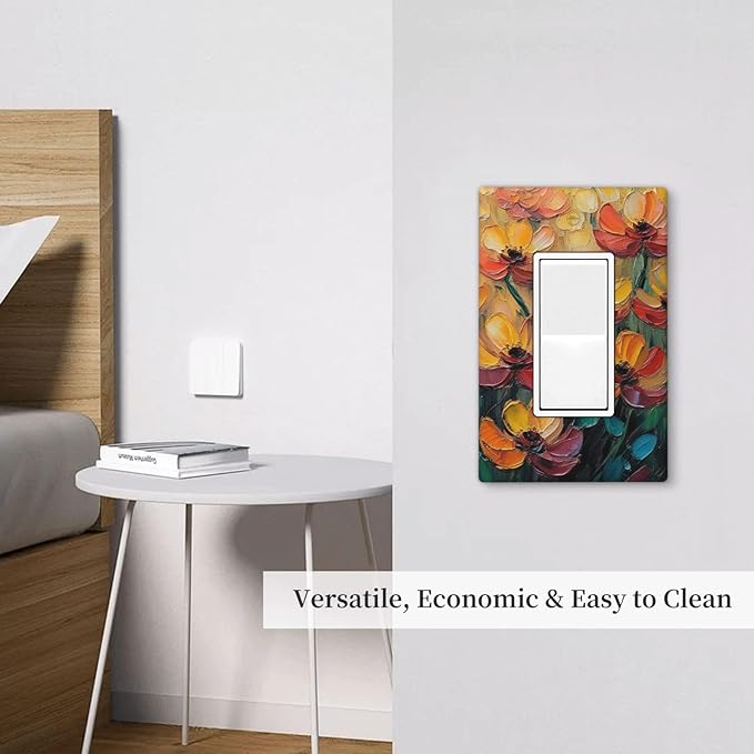 Decorative Art Light Switch Covers Color Flower Blaze 1 Gang Rocker Wall Plate Switchplate Electrical Faceplate for Home Decor