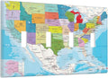 Igneinf USA Map 4 Gang Light Switch Cover Decorative Quad Toggle Wall Plate Decorative Electrical Faceplate for Kitchen Home Barn Farmhouse Decorate Large 8" x 4.5