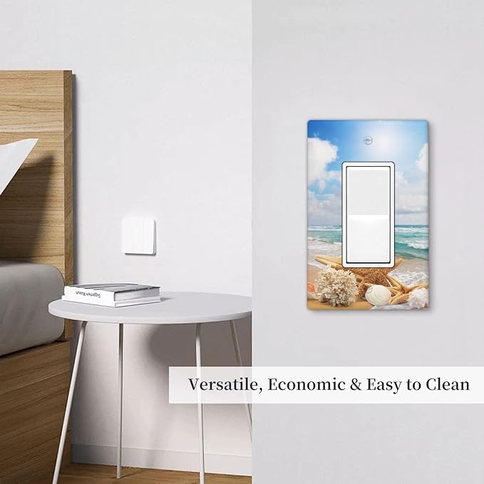 Ocean Beach Seashell Single Gang Rocker Light Switch Cover Plates Decorative Outlet Covers, 1 Gang Rocker Wall Plate