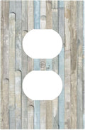 Country Rustic Vintage Turquoise White Teal Blue Board Teal Wood Wooden Plank 1 Gang Duplex Wall Plate Electrical Receptacle Outlet Cover Decorative Dual Device Mid Size Plug Light Switch Wallplate