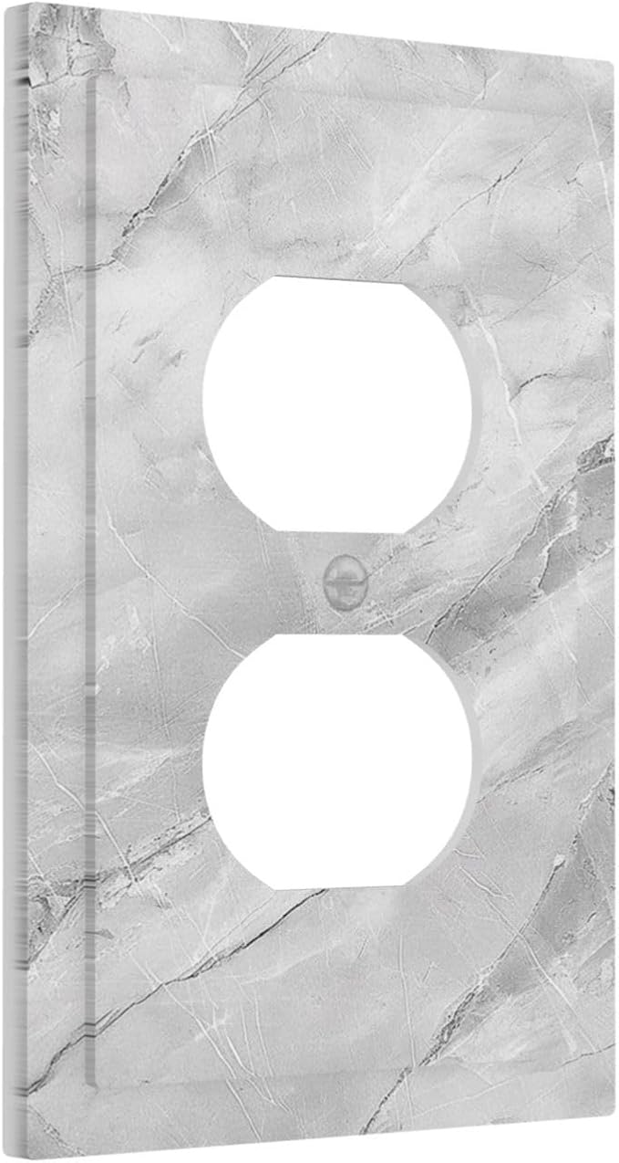 Outlet Covers Gray Marble Pattern 1 Gang Duplex Light Switch Cover Plate Decorative Switch Plate Covers Electrical Socket Cover for Home Farmhouse Decor