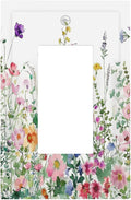 Decorative Outlet Covers Boho Colorful Flowers Plant Rustic Wildflower 1 Gang Single Rocker Light Switch Cover Plate Wall Plates GFCI Faceplate for Bed Room Bathroom Decor