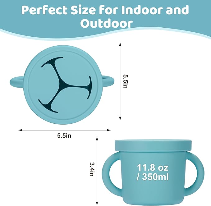 Snack Containers, Silicone Food Grade Silicone Cups, Toddler Snack Container Cups with Handles and Lid for Toddlers (Color 4)