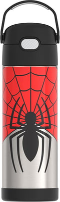 THERMOS FUNTAINER 16 Ounce Stainless Steel Vacuum Insulated Bottle with Wide Spout Lid, Spiderman