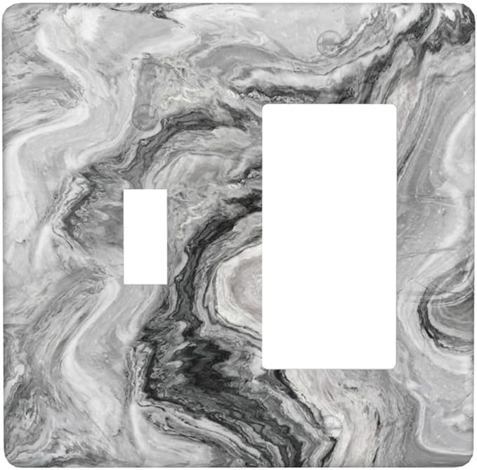 Beautiful Grey Marble Texture Simple Abstract Print Outlet Covers 1 Toggle 1 Rocker Combination Decorative Wall Plate Electrical Switch Plates Light Switch Cover Plate for Bathroom Kitchen Decor