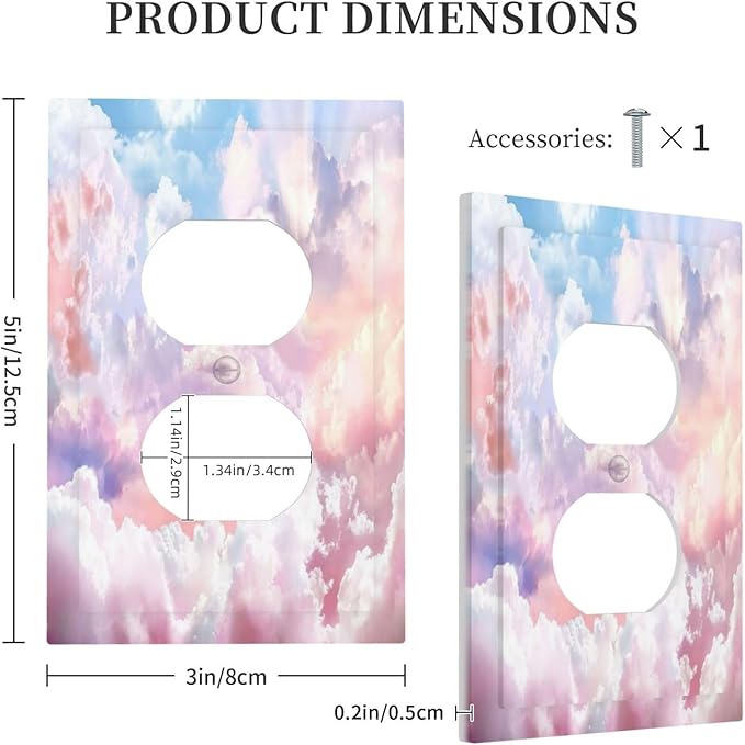 Colorful Abstract Clouds 1 Gang Wall Plate Single Duplex Outlet Cover Receptacle Decorative Light Switch Cover Plate Electrical Faceplate Socket for Bedroom Bathroom Kitchen Decor