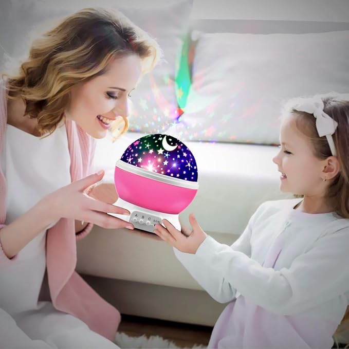 MOKOQI Star Projector Night Lights for Kids - Fun Gifts for 1-4-6-14 Year Old Girls Night Light Projector Rotating Star Sky Moon Light Projector for Kids Bedroom Decor -Pink