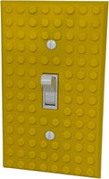 Brick Wall Plate, Single Toggle Light Switch Cover for Kids Bedroom, Game Room, 1-Gang (Yellow)