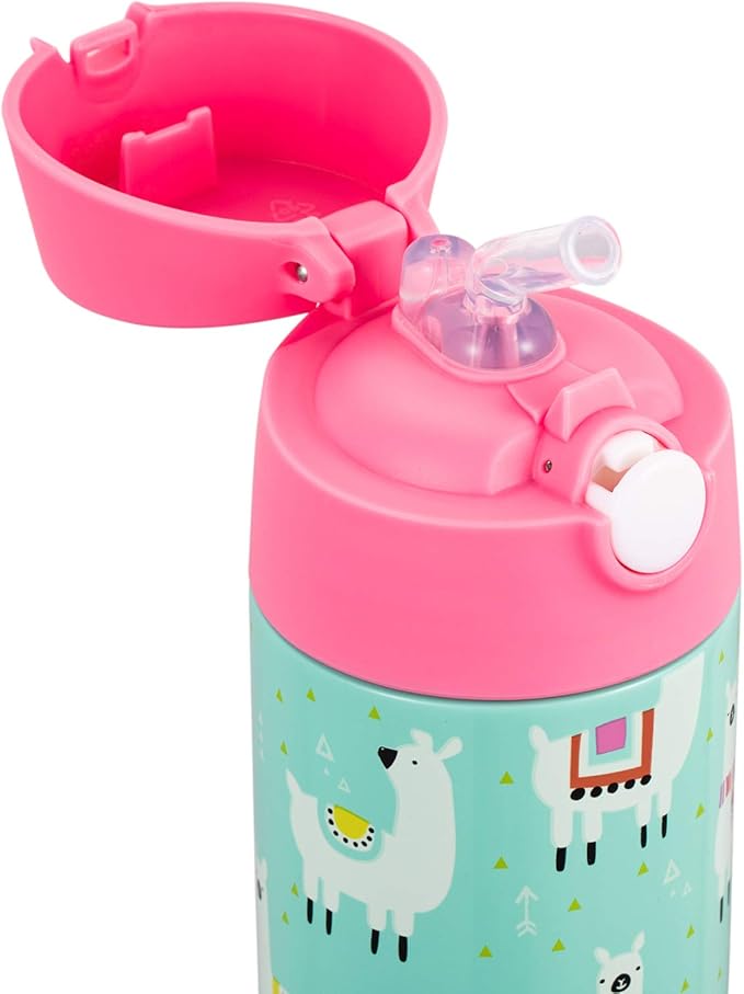 Snug Insulated Kids Water Bottle with Straw & Spout – Double-Wall Stainless Steel, Leakproof, Easy-Flip Lid – For School, Travel, Toddlers & Big Kids - Llamas, 12oz