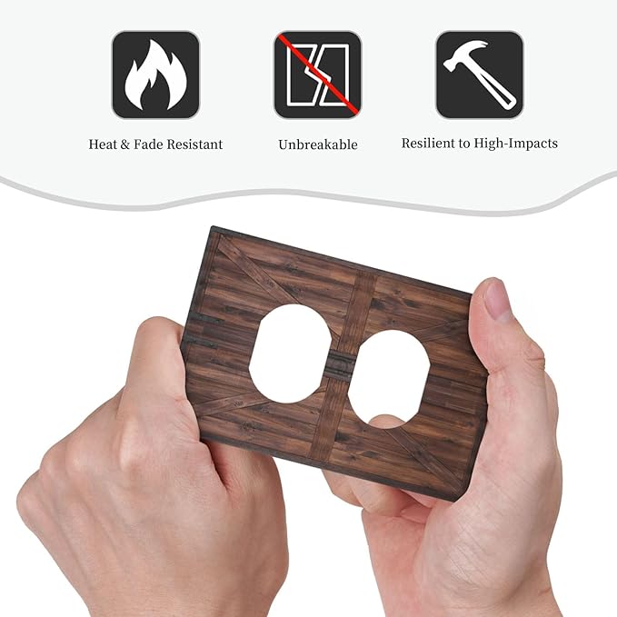 Rustic Barn Doors Vintage Brown Wood Plank Print Outlet Covers 1 Gang Duplex Light Switch Cover Decorative Switch Plates Electrical Receptacle Faceplate Wall Plate for Farmhouse Home Decor