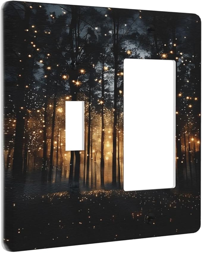 Whimsical Nature Enchanted Forest Landscape Outlet Covers 1 Toggle 1 Rocker Combination Decorative Wall Plate Electrical Switch Plates Light Switch Cover Plate for Bedroom Living Room Decor