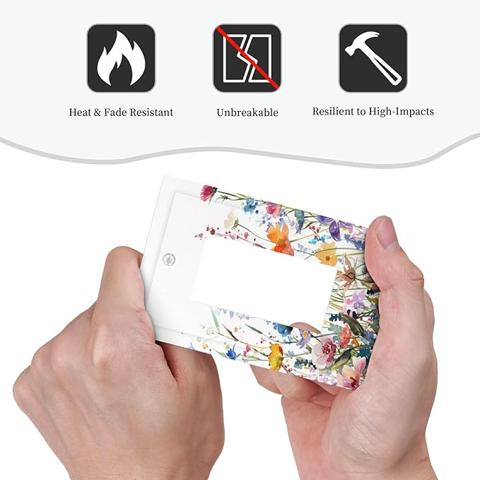 Watercolor Wildflowers Colorful Floral Plant Decorative Outlet Covers 1 Gang Single Rocker Light Switch Cover Plate Wall Plates GFCI Faceplate for Bedroom Living Room Decor