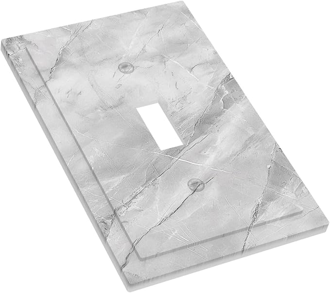 Decorative Light Switch Cover Plate Gray Marble Pattern 1 Gang Single Toggle Wall Plate Electrical Outlet Covers Decorate Switch Plate Cover for Home Farmhouse Decor