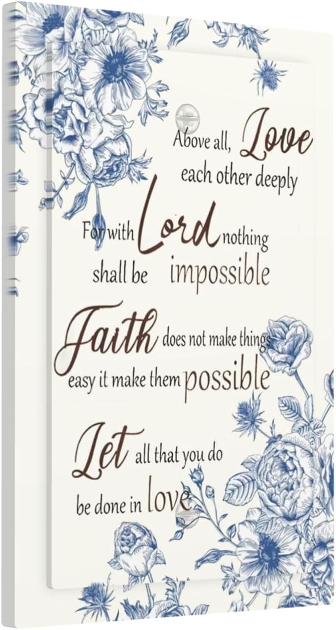 Decorative Light Switch Cover Plate Inspirational Quotes Blue Flower Floral 1 Gang No Device Single Blank Outlet Covers Wall Plates for Electrical Outlets Faceplate for Bedroom Home Decor