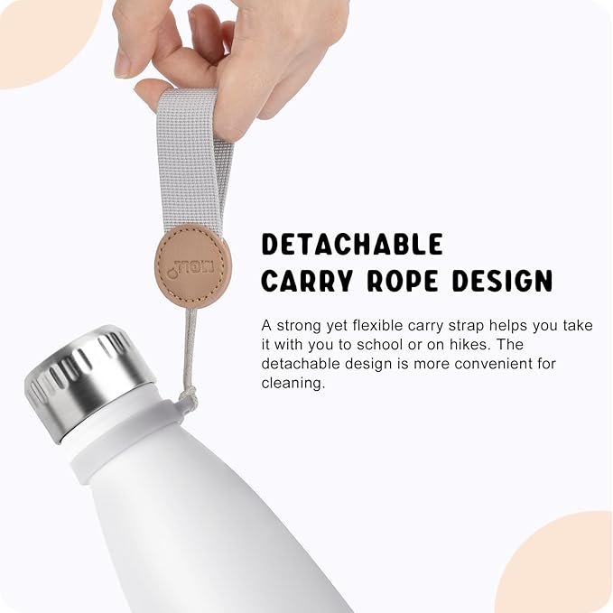 Small Water Bottles -9 oz Stainless Steel Insulated Water Bottles for Back to School Reusable Metal Flask for Girls (White)