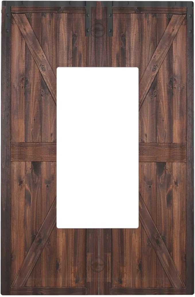 Outlet Covers Rustic Brown Barn Door Retro Wood Plank 1 Gang Wall Plate Single Rocker Light Switch Cover Country Decorative GFCI Receptacle Cover Electrical Switchplate for Home Decor