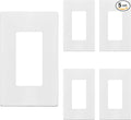 TG Screwless Decorator Wall Plates Child Safe Outlet Covers, Size 1-Gang 4.50" H x 2.75” L, Unbreakable Polycarbonate Thermoplastic, UL Listed, Matte White (5 Pack)